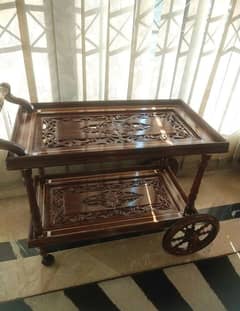 wooden tea trolley