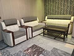 6 seater sofa set along with wooden table