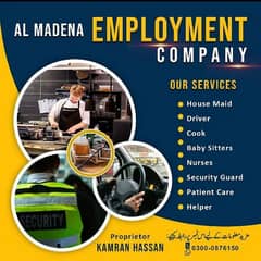 all domestic staff available:house maid cook chef patient attended