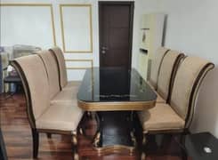 Dining table with six chairs