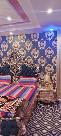 Par Day and short Time full furnish one BeD Room ment Available for rent Bahria Town Phase 6 family apartment