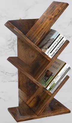Unique Wooden Book Shelf - Stylish Zigzag Design | Handcrafted