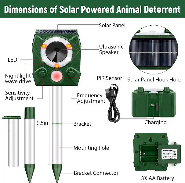 outdoor Solar birds Ultrasonic Animal Repeller Pest control waterproof — photo 6