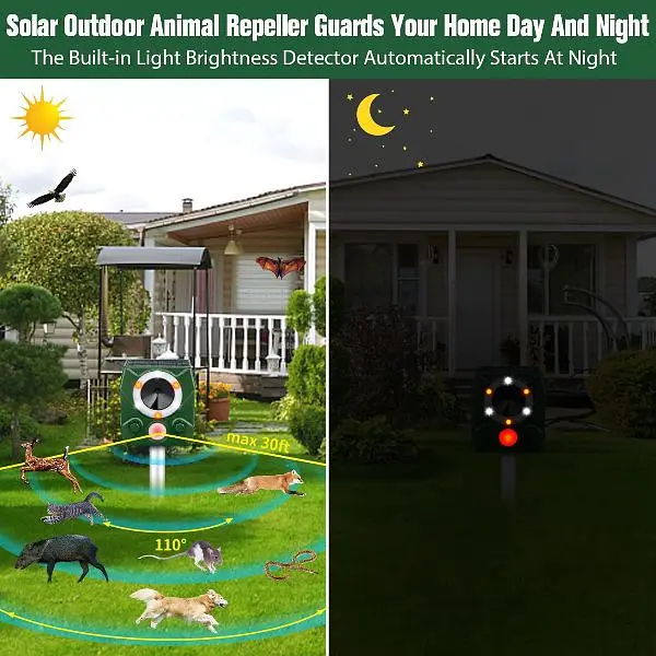 outdoor Solar birds Ultrasonic Animal Repeller Pest control waterproof — photo 7
