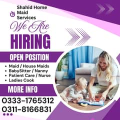 Requried Staff , Maids , Cook , Driver , Nanny , Couple , Chef ,
