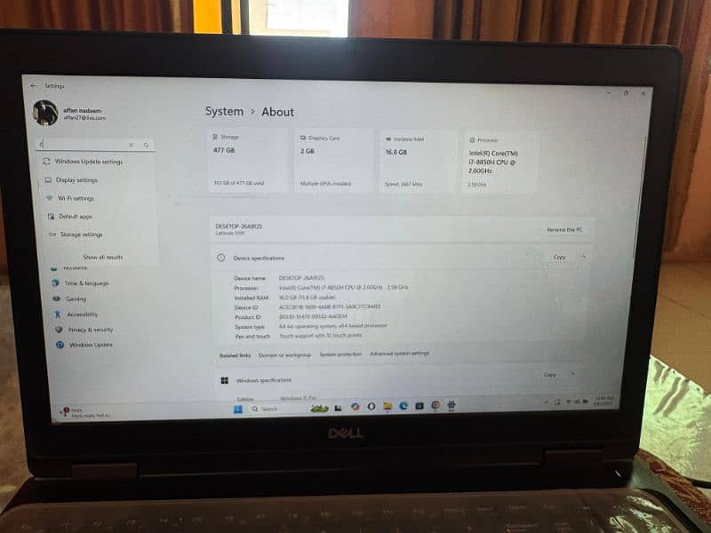 Dell latitude 5591 i-7 8th Gen, 2 GB, MX 130 card, Touch 16/512 SSD 9