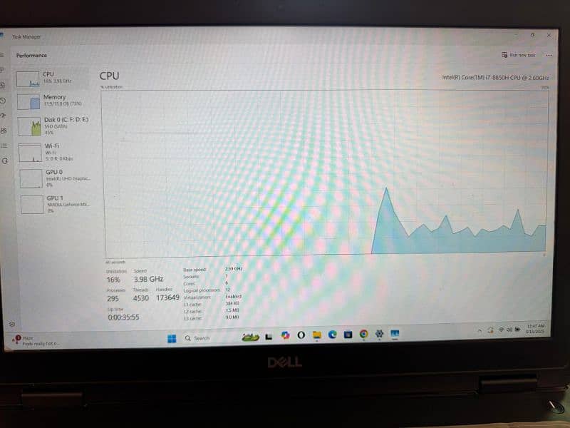 Dell latitude 5591 i-7 8th Gen, 2 GB, MX 130 card, Touch 16/512 SSD 13