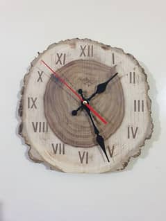 Rustic Wood Clock With Natural Hand made Art work