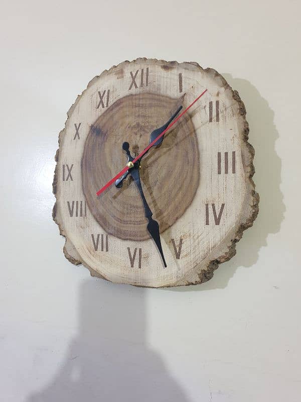 Rustic Wood Clock With Natural Hand made Art work 3
