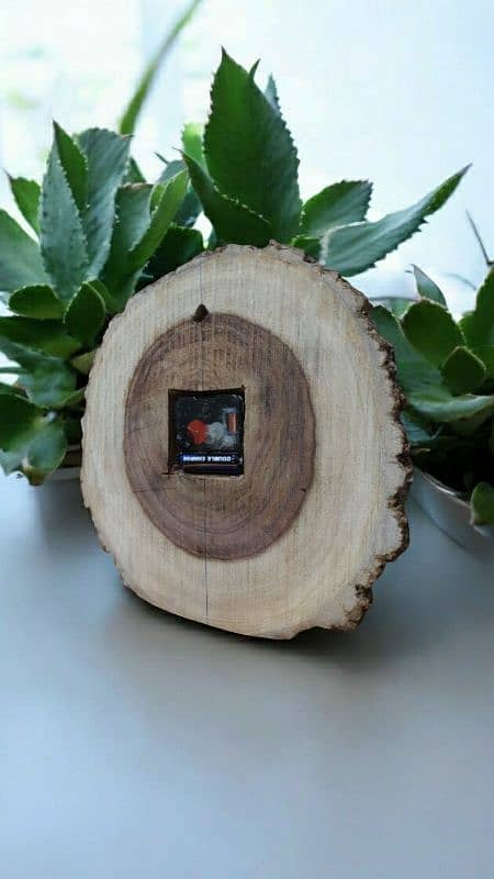 Rustic Wood Clock With Natural Hand made Art work 1