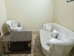 Luxorious Sofa set Pearl white and gold stripes