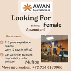 Positions:  Female  Accountant  Requirements