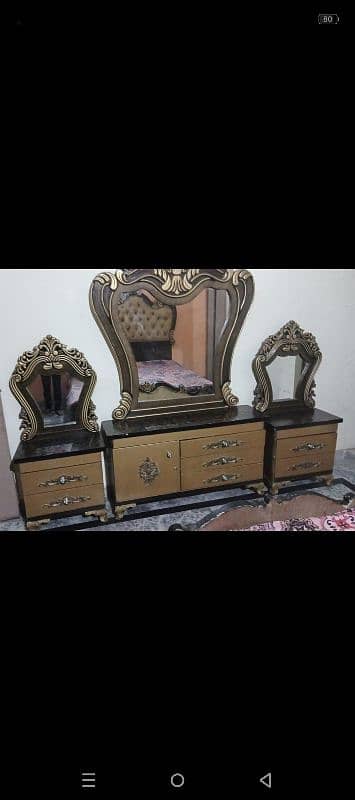 King size bed with 2 side tables or dressing table without mattress 1