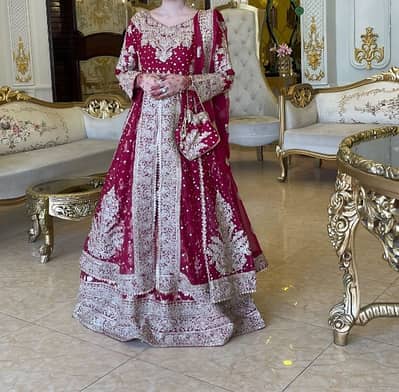 Deep red maxi Fully neat embroidered
