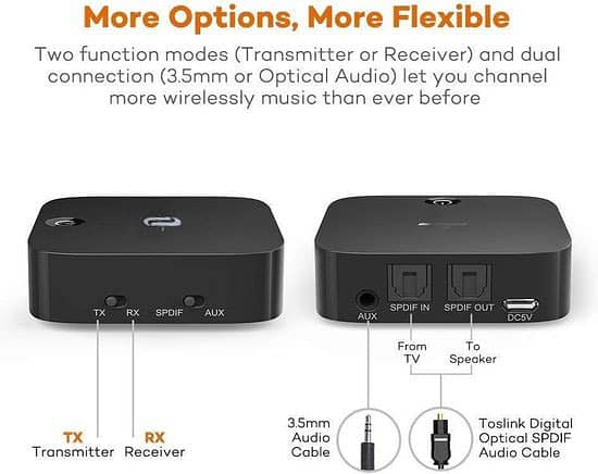 Bluetooth Wireless Audio Transmitter & Receiver, TOSLINK SPDIF Audio 3