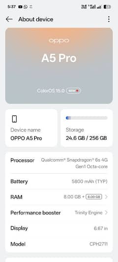 oppo a5 256 just box open 14 month warranty