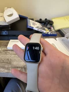 Apple watch series 8 41mm in gold with protector and extra accessories