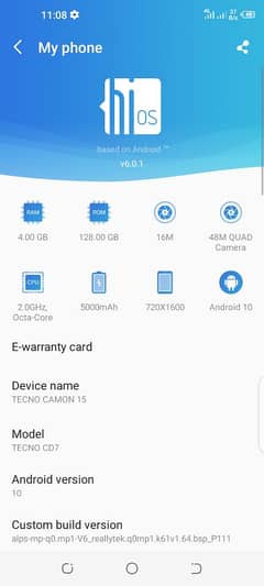 tecno cammon15   4/128 03261173887
