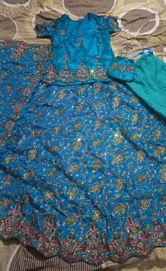 Stunning Women’s Embroidered Lehenga Choli Set – Turquoise Blue