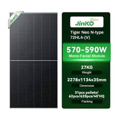 580 Watts Jinko 2 Solar Panels New