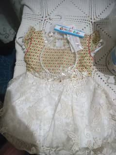 girls white frock with free hairband for 1 year old girl