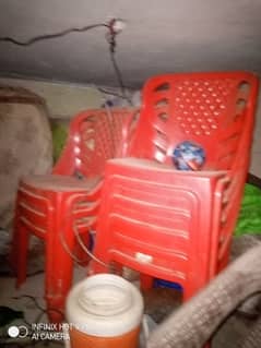 plastic chairs and table