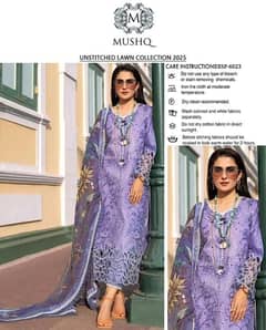 Embroidered Purple Lawn 3-Piece Suit with Digital Print Dupatta
