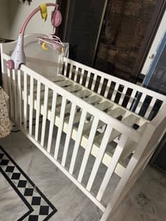Wooden baby cot white color