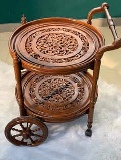 wooden tea trolley