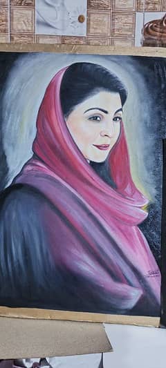 canvas painting CM Punjab Maryam nazaw. for sale .