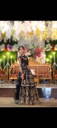 Black Kurti and lehnga with net dupata