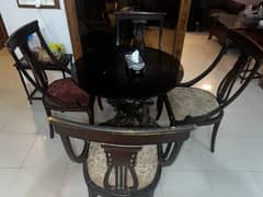 Pure solid wood dining table with 4 chairs