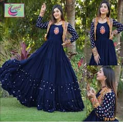 2 pec Women Stitched Embroidered Maxi and jacket