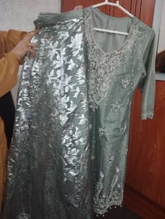 fancy organza trouser with net dupatta
