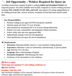 Welders Required for Qatar