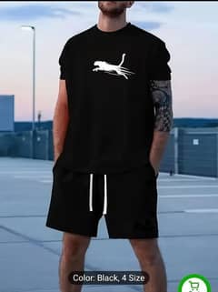 Men's printed T shirt and shorts