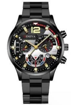 men's steel belt's colander quarts watch