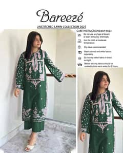 2 Pcs Women's unstitched Embroidered Suit