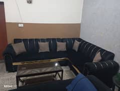 BLACK COLOUR 6 SEATER L SHAPED SOFA