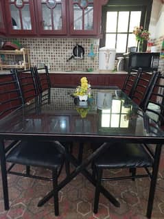 Dining Table with Six Iron chairs