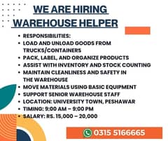 We Hiring Warehouse Helper