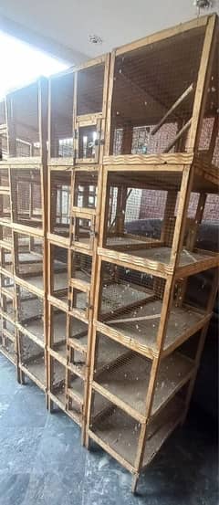 Only 2 Month Use 5 Wood Cages For Sale 2 Cage 10 Box And (3)Cage 5 Box