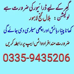 گھر کے لیے ڈرائیور کی ضرورت ہے