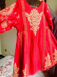 Elegant Red 3-Piece Digital Print Wedding/Formal Dress – Worn Once