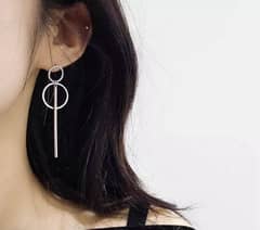 Pair Of Double Circles Geometrical Drop Earrings