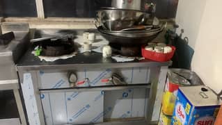 Glass Counter, Double Burner, Electric Fryer