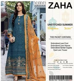 3 pcs women's unstitched Embroidered suit.