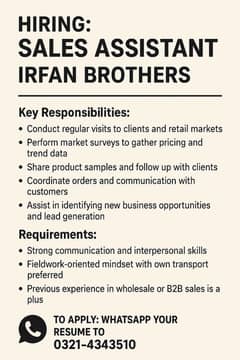 Sales Assistants Required
