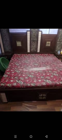 Title: King Size Bed with Side Table