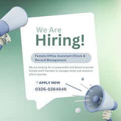 Female Staff -Accounts - Jobs - Stock Management
